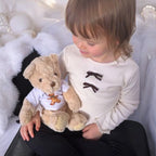 Personalisierter Luxus-Teddybär | Rosa Blumenherz-T-Shirt